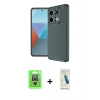 MARSİLYAN™- Redmi Note 13 Pro 4G Kılıf Eksen Form Prime - Şeffaf Pasifik Cam Ekran Koruyucu + Gümüş Raze Metal Kamera Lens