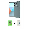 MARSİLYAN™- Redmi Note 13 Pro 4G Kılıf Eksen Form Prime - Şeffaf Pasifik Cam Ekran Koruyucu + Gümüş Raze Metal Kamera Lens