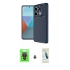 MARSİLYAN™- Redmi Note 13 Pro 4G Kılıf Eksen Form Prime - Şeffaf Pasifik Cam Ekran Koruyucu + Raze Metal Kamera Lens - SH