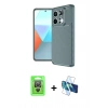 MARSİLYAN™- Redmi Note 13 Pro 4G Kılıf Eksen Form Prime - Siyah 3D Antistatik Cam Ekran Koruyucu + Raze Metal Kamera Lens - GS
