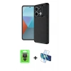 MARSİLYAN™- Redmi Note 13 Pro 4G Kılıf Eksen Form Prime - Siyah 3D Antistatik Seramik Nano Ekran Koruyucu + Raze Metal Kamera Lens - SH