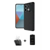 MARSİLYAN™- Redmi Note 13 Pro 4G Kılıf Eksen Form Prime - Siyah 6D Antistatik Mat Seramik Hayalet Nano Ekran Koruyucu + Kamera Lens Koruma Cam - SF