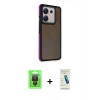 MARSİLYAN™- Redmi Note 13 Pro 4G Kılıf Eksen Işık - Şeffaf Pasifik Cam Ekran Koruyucu + Raze Metal Kamera Lens - SH
