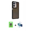 MARSİLYAN™- Redmi Note 13 Pro 4G Kılıf Eksen Işık - Siyah 3D Antistatik Cam Ekran Koruyucu + Raze Metal Kamera Lens - GS