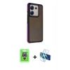 MARSİLYAN™- Redmi Note 13 Pro 4G Kılıf Eksen Işık - Siyah 3D Antistatik Cam Ekran Koruyucu + Raze Metal Kamera Lens - GS