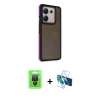 MARSİLYAN™- Redmi Note 13 Pro 4G Kılıf Eksen Işık - Siyah 3D Antistatik Cam Ekran Koruyucu + Raze Metal Kamera Lens - SH