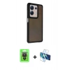 MARSİLYAN™- Redmi Note 13 Pro 4G Kılıf Eksen Işık - Siyah 3D Antistatik Cam Ekran Koruyucu + Raze Metal Kamera Lens - SH