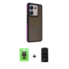 MARSİLYAN™- Redmi Note 13 Pro 4G Kılıf Eksen Işık - Siyah 6D Antistatik Mat Seramik Hayalet Nano Ekran Koruyucu + Siyah Raze Metal Kamera Lens