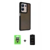 MARSİLYAN™- Redmi Note 13 Pro 4G Kılıf Eksen Işık - Siyah 6D Antistatik Mat Seramik Hayalet Nano Ekran Koruyucu + Raze Metal Kamera Lens - GS