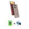 MARSİLYAN™- Redmi Note 13 Pro 4G Kılıf İz Işık Koleksiyonu - Siyah 3D Antistatik Cam Ekran Koruyucu + Raze Metal Kamera Lens - GS