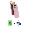 MARSİLYAN™- Redmi Note 13 Pro 4G Kılıf İz Işık Koleksiyonu - Siyah 3D Antistatik Cam Ekran Koruyucu + Raze Metal Kamera Lens - GS