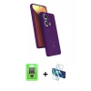 MARSİLYAN™- Redmi Note 13 Pro 4G Kılıf İz Işık Koleksiyonu - Siyah 3D Antistatik Cam Ekran Koruyucu + Raze Metal Kamera Lens - GS