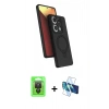 MARSİLYAN™- Redmi Note 13 Pro 4G Kılıf İz Işık Koleksiyonu - Siyah 3D Antistatik Cam Ekran Koruyucu + Raze Metal Kamera Lens - SH