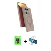 MARSİLYAN™- Redmi Note 13 Pro 4G Kılıf İz Işık Koleksiyonu - Siyah 3D Antistatik Cam Ekran Koruyucu + Raze Metal Kamera Lens - SH
