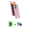 MARSİLYAN™- Redmi Note 13 Pro 4G Kılıf İz Işık Koleksiyonu - Siyah 3D Antistatik Cam Ekran Koruyucu + Raze Metal Kamera Lens - SH