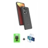 MARSİLYAN™- Redmi Note 13 Pro 4G Kılıf İz Işık Koleksiyonu - Siyah 3D Antistatik Cam Ekran Koruyucu + Raze Metal Kamera Lens - SH