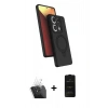 MARSİLYAN™- Redmi Note 13 Pro 4G Kılıf İz Işık Koleksiyonu - Siyah 6D Antistatik Mat Seramik Hayalet Nano Ekran Koruyucu + Kamera Lens Koruma Cam - SF