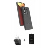 MARSİLYAN™- Redmi Note 13 Pro 4G Kılıf İz Işık Koleksiyonu - Siyah 6D Antistatik Mat Seramik Hayalet Nano Ekran Koruyucu + Kamera Lens Koruma Cam - SF