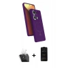 MARSİLYAN™- Redmi Note 13 Pro 4G Kılıf İz Işık Koleksiyonu - Siyah 6D Antistatik Mat Seramik Hayalet Nano Ekran Koruyucu + Kamera Lens Koruma Cam - SF