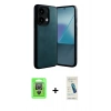 MARSİLYAN™- Redmi Note 13 Pro 4G Kılıf Kıvılcım Işık Serisi - Şeffaf Pasifik Cam Ekran Koruyucu + Gümüş Raze Metal Kamera Lens