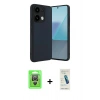 MARSİLYAN™- Redmi Note 13 Pro 4G Kılıf Kıvılcım Işık Serisi - Şeffaf Pasifik Cam Ekran Koruyucu + Gümüş Raze Metal Kamera Lens