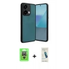 MARSİLYAN™- Redmi Note 13 Pro 4G Kılıf Kıvılcım Işık Serisi - Şeffaf Pasifik Cam Ekran Koruyucu + Gümüş Raze Metal Kamera Lens