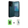 MARSİLYAN™- Redmi Note 13 Pro 4G Kılıf Kıvılcım Işık Serisi - Şeffaf Pasifik Cam Ekran Koruyucu + Siyah Raze Metal Kamera Lens