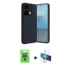MARSİLYAN™- Redmi Note 13 Pro 4G Kılıf Kıvılcım Işık Serisi - Siyah 3D Antistatik Cam Ekran Koruyucu + Raze Metal Kamera Lens - GS