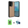 MARSİLYAN™- Redmi Note 13 Pro 4G Kılıf Kıvılcım Işık Serisi - Siyah 3D Antistatik Cam Ekran Koruyucu + Raze Metal Kamera Lens - GS