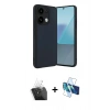 MARSİLYAN™- Redmi Note 13 Pro 4G Kılıf Kıvılcım Işık Serisi - Siyah 3D Antistatik Cam Ekran Koruyucu + Şeffaf Kamera Lens Koruma Cam