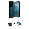 MARSİLYAN™- Redmi Note 13 Pro 4G Kılıf Kıvılcım Işık Serisi - Siyah 3D Antistatik Cam Ekran Koruyucu + Şeffaf Kamera Lens Koruma Cam