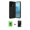 MARSİLYAN™- Redmi Note 13 Pro 4G Kılıf Kıvılcım Işık Serisi - Siyah 3D Antistatik Hayalet Cam Ekran Koruyucu + Raze Metal Kamera Lens - GS