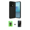 MARSİLYAN™- Redmi Note 13 Pro 4G Kılıf Kıvılcım Işık Serisi - Siyah 3D Antistatik Hayalet Cam Ekran Koruyucu + Raze Metal Kamera Lens - SH