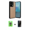 MARSİLYAN™- Redmi Note 13 Pro 4G Kılıf Kıvılcım Işık Serisi - Siyah 3D Antistatik Hayalet Cam Ekran Koruyucu + Raze Metal Kamera Lens - GS