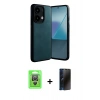 MARSİLYAN™- Redmi Note 13 Pro 4G Kılıf Kıvılcım Işık Serisi - Siyah 3D Antistatik Hayalet Cam Ekran Koruyucu + Raze Metal Kamera Lens - GS