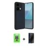 MARSİLYAN™- Redmi Note 13 Pro 4G Kılıf Kıvılcım Işık Serisi - Siyah 3D Antistatik Hayalet Cam Ekran Koruyucu + Raze Metal Kamera Lens - GS