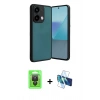 MARSİLYAN™- Redmi Note 13 Pro 4G Kılıf Kıvılcım Işık Serisi - Siyah 3D Antistatik Seramik Nano Ekran Koruyucu + Raze Metal Kamera Lens - SH