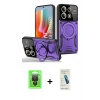 MARSİLYAN™- Redmi Note 13 Pro 4G Kılıf Kıvılcım Modern Serisi - Şeffaf Pasifik Cam Ekran Koruyucu + Raze Metal Kamera Lens - SH