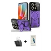 MARSİLYAN™- Redmi Note 13 Pro 4G Kılıf Kıvılcım Modern Serisi - Şeffaf Pasifik Cam Ekran Koruyucu + Şeffaf Kamera Lens Koruma Cam