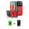 MARSİLYAN™- Redmi Note 13 Pro 4G Kılıf Kıvılcım Modern Serisi - Siyah 3D Antistatik Hayalet Cam Ekran Koruyucu + Siyah Raze Metal Kamera Lens