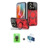 MARSİLYAN™- Redmi Note 13 Pro 4G Kılıf Kıvılcım Modern Serisi - Siyah 3D Antistatik Seramik Nano Ekran Koruyucu + Siyah Raze Metal Kamera Lens