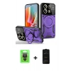 MARSİLYAN™- Redmi Note 13 Pro 4G Kılıf Kıvılcım Modern Serisi - Siyah 6D Antistatik Mat Seramik Hayalet Nano Ekran Koruyucu + Siyah Raze Metal Kamera Lens