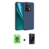 MARSİLYAN™- Redmi Note 13 Pro 4G Kılıf Kozmos Yansıma Özel Seri - Siyah 3D Antistatik Hayalet Cam Ekran Koruyucu + Gümüş Raze Metal Kamera Lens