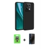 MARSİLYAN™- Redmi Note 13 Pro 4G Kılıf Kozmos Yansıma Özel Seri - Siyah 3D Antistatik Hayalet Cam Ekran Koruyucu + Gümüş Raze Metal Kamera Lens