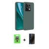 MARSİLYAN™- Redmi Note 13 Pro 4G Kılıf Kozmos Yansıma Özel Seri - Siyah 3D Antistatik Hayalet Cam Ekran Koruyucu + Gümüş Raze Metal Kamera Lens