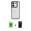 MARSİLYAN™- Redmi Note 13 Pro 4G Kılıf Nova Işık Serisi - Siyah 3D Antistatik Hayalet Cam Ekran Koruyucu + Raze Metal Kamera Lens - GS