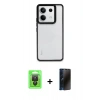 MARSİLYAN™- Redmi Note 13 Pro 4G Kılıf Nova Işık Serisi - Siyah 3D Antistatik Hayalet Cam Ekran Koruyucu + Raze Metal Kamera Lens - SH