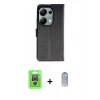 MARSİLYAN™- Redmi Note 13 Pro 4G Kılıf Siluet Işık Serisi - Siyah Joko Magic 5D Cam + Gümüş Raze Metal Kamera Lens