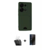 MARSİLYAN™- Redmi Note 13 Pro 4G Kılıf Vadi Çizgi Prime - Siyah 3D Antistatik Hayalet Cam Ekran Koruyucu + Şeffaf Kamera Lens Koruma Cam