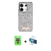 MARSİLYAN™- Redmi Note 13 Pro 4G Kılıf Vadi Klasik Serisi - Siyah 3D Antistatik Cam Ekran Koruyucu + Raze Metal Kamera Lens - GS